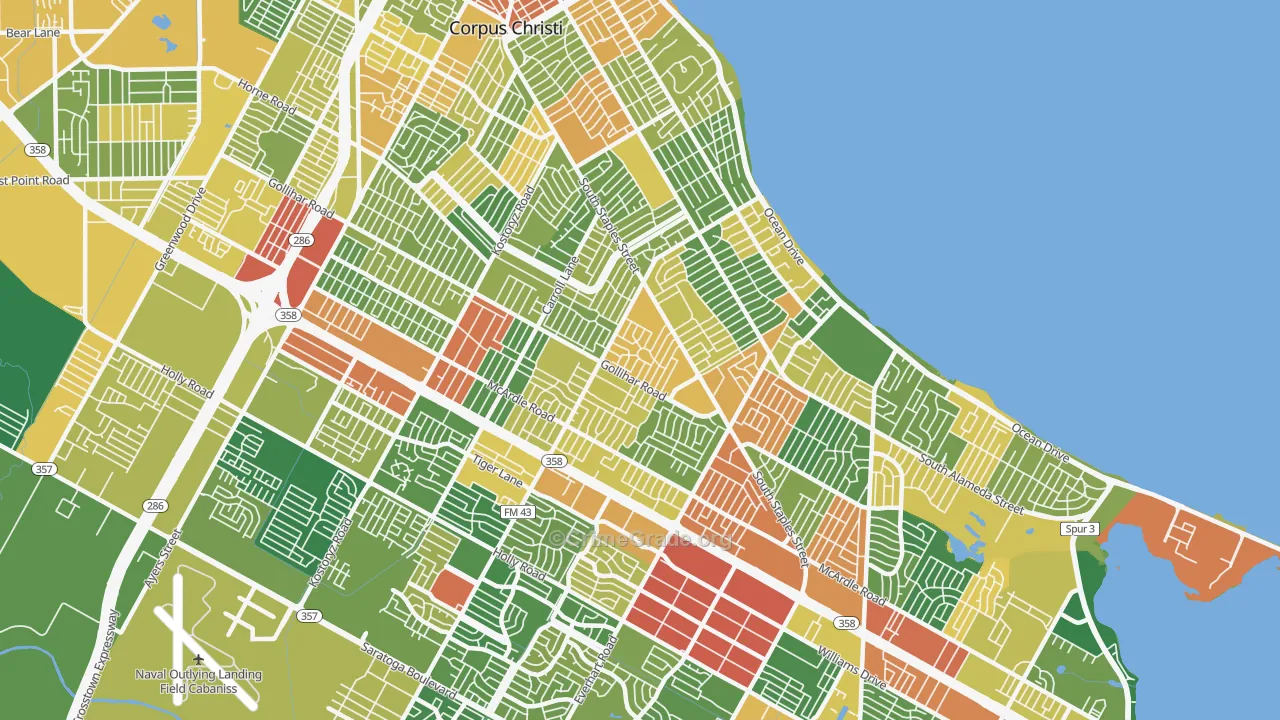 78411, TX Map of Drug-Related Crime Rates