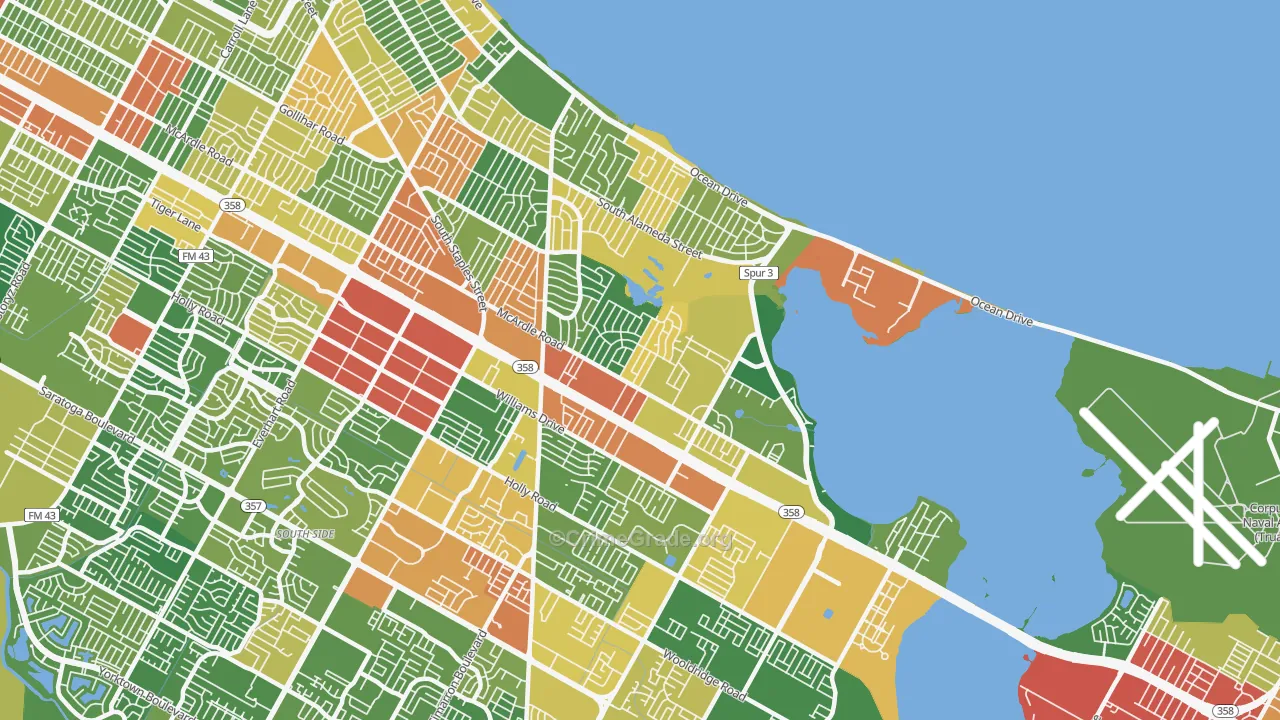 78412, TX Map of Drug-Related Crime Rates