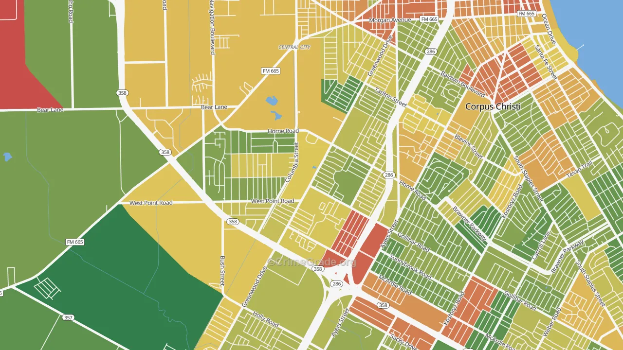 78416, TX Map of Drug-Related Crime Rates