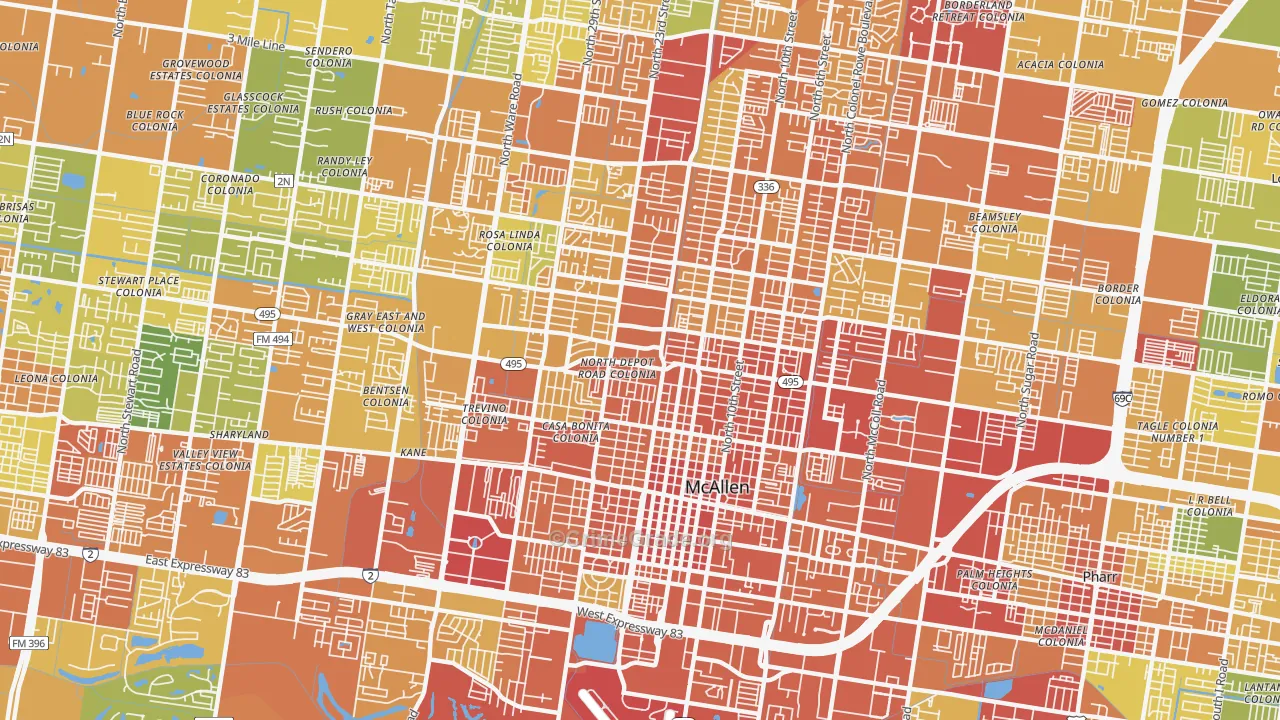78501, TX Map of Drug-Related Crime Rates