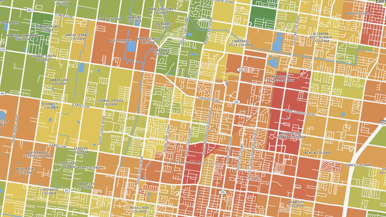 78504, TX Map of Drug-Related Crime Rates