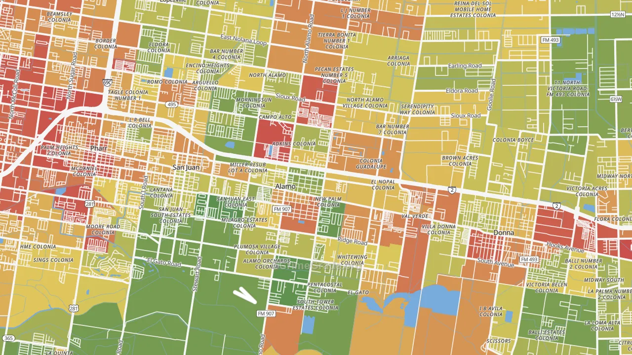 78516, TX Map of Drug-Related Crime Rates
