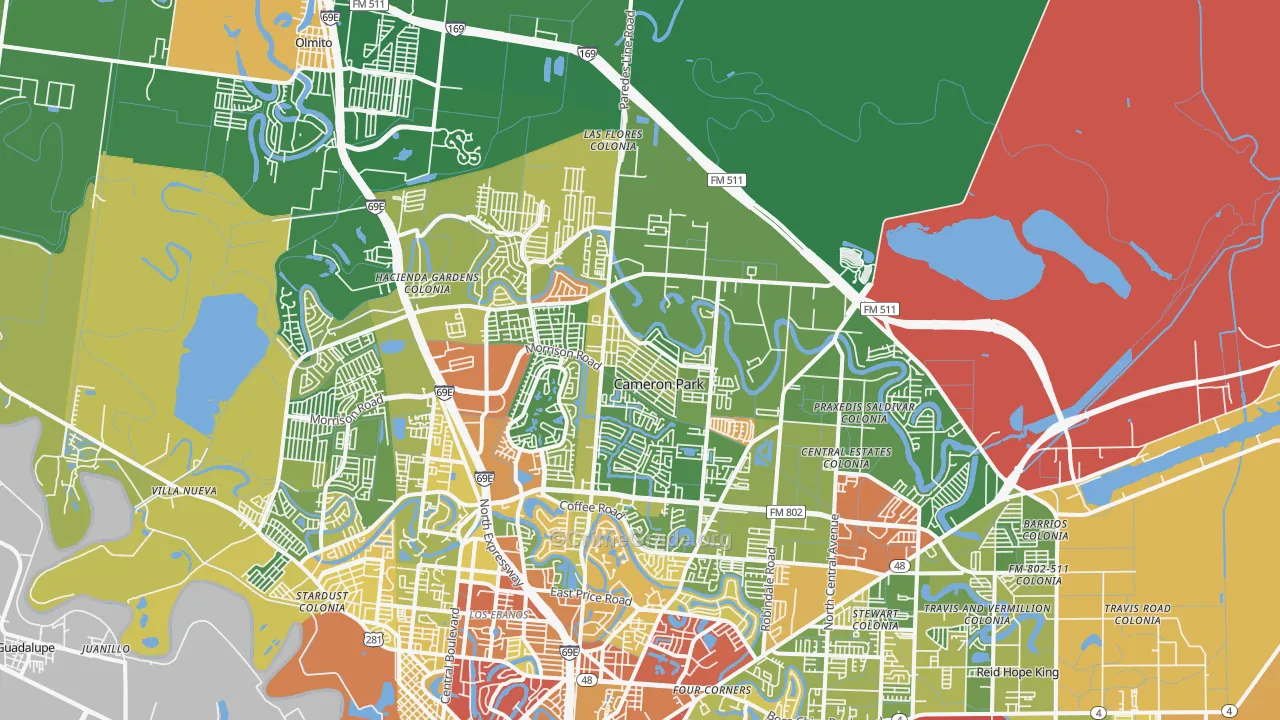 78526, TX Map of Drug-Related Crime Rates