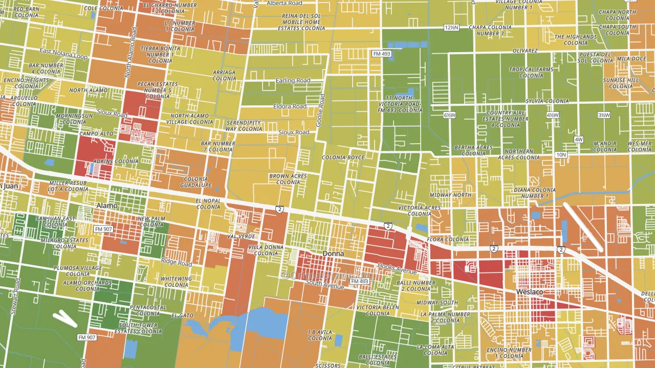 78537, TX Map of Drug-Related Crime Rates