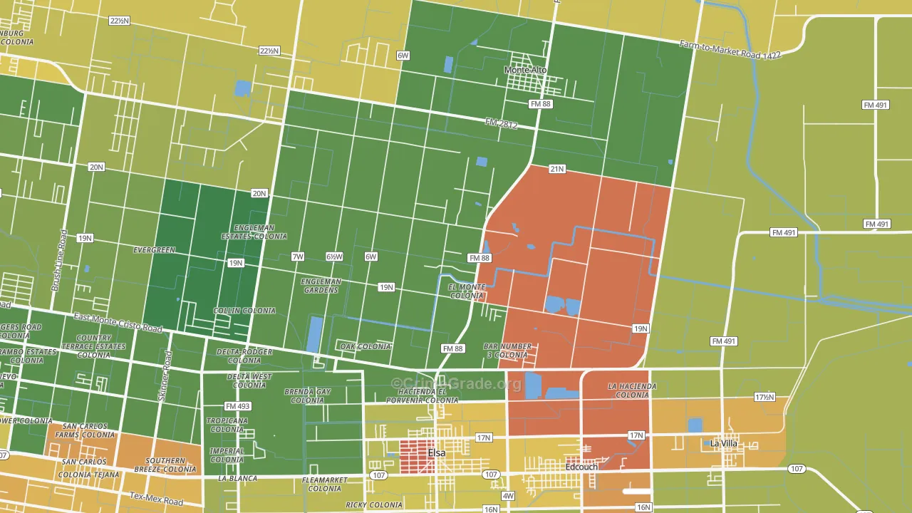 78538, TX Map of Drug-Related Crime Rates