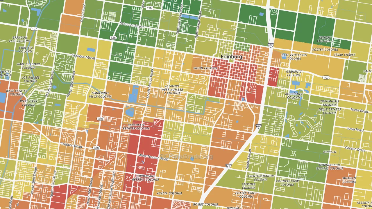 78539, TX Map of Drug-Related Crime Rates