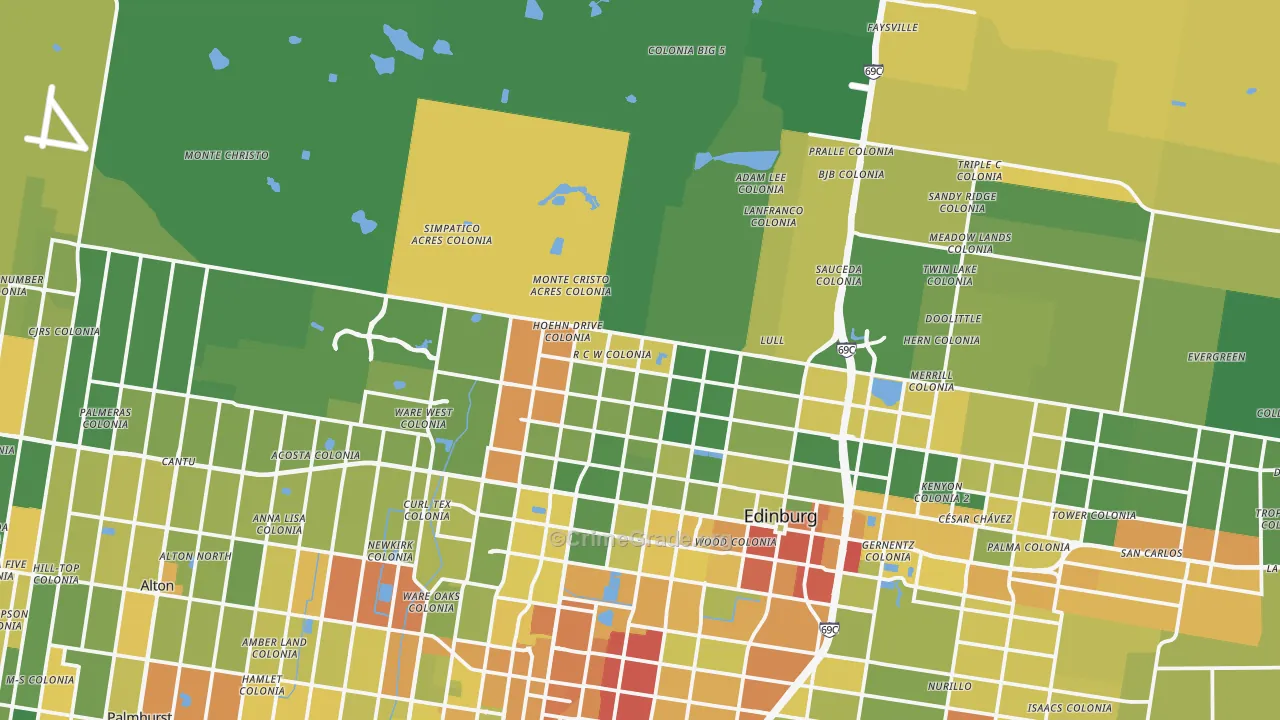78541, TX Map of Drug-Related Crime Rates