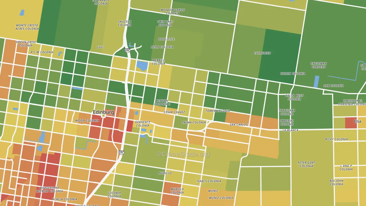 78542, TX Map of Drug-Related Crime Rates