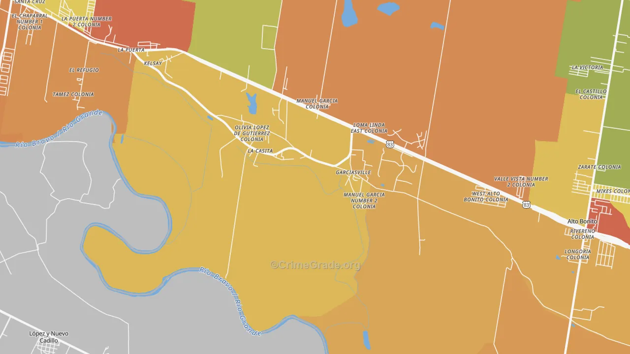 78547, TX Map of Drug-Related Crime Rates