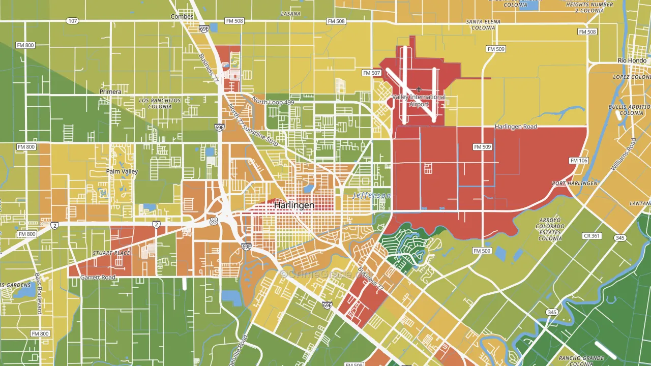 78550, TX Map of Drug-Related Crime Rates