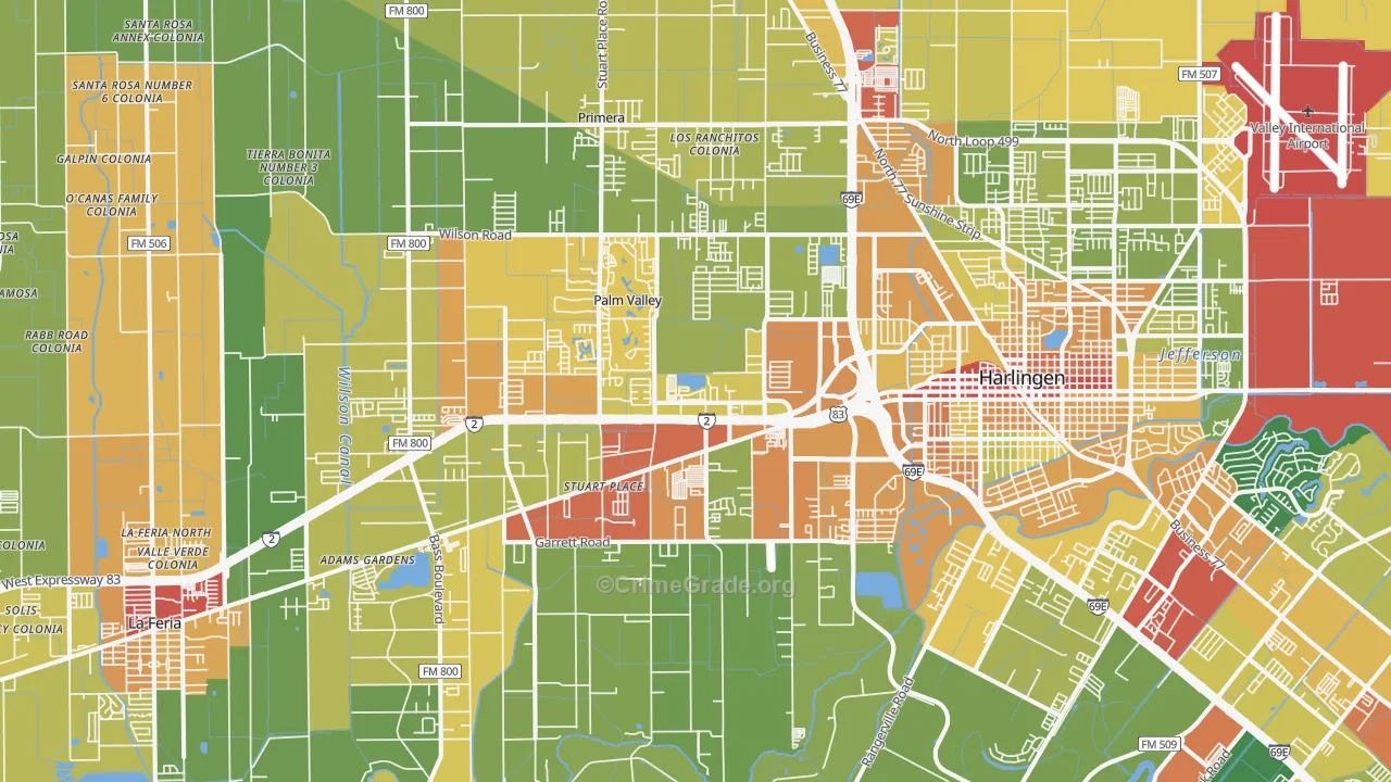 78552, TX Map of Drug-Related Crime Rates