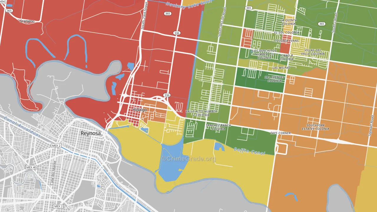78557, TX Map of Drug-Related Crime Rates