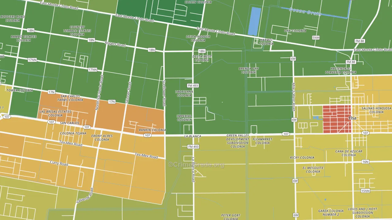 78558, TX Map of Drug-Related Crime Rates
