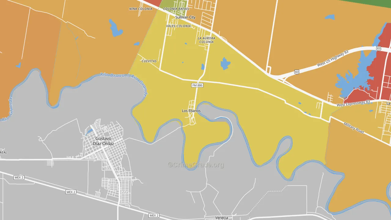 78565, TX Map of Drug-Related Crime Rates