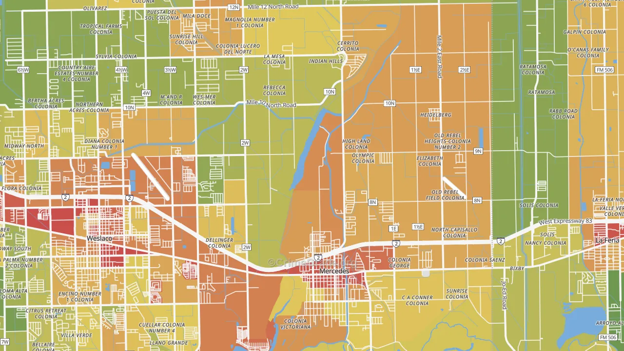 78570, TX Map of Drug-Related Crime Rates