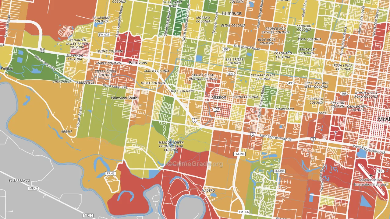 78572, TX Map of Drug-Related Crime Rates