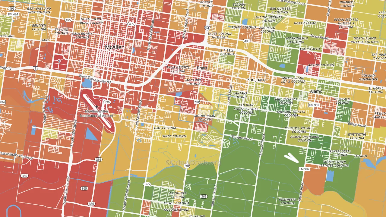 78577, TX Map of Drug-Related Crime Rates