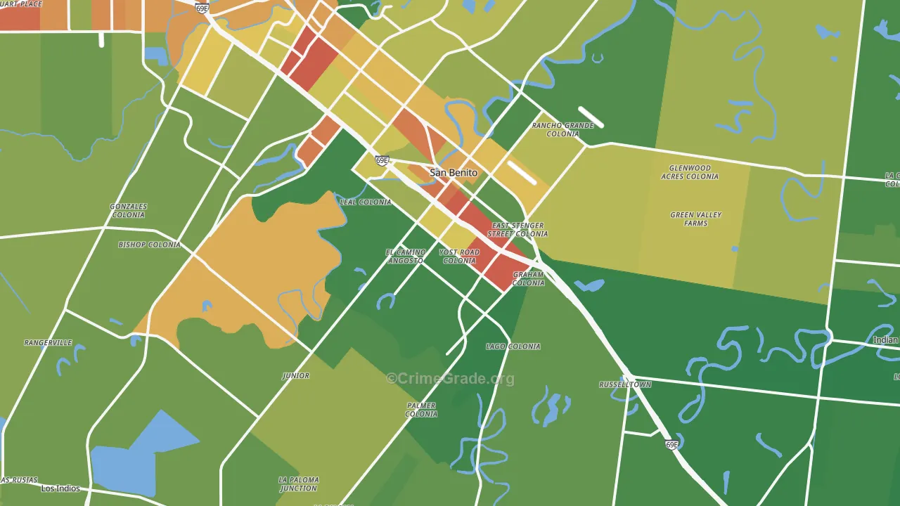 78586, TX Map of Drug-Related Crime Rates