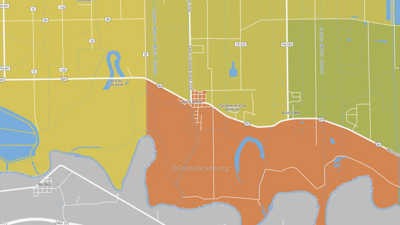 78592, TX Map of Drug-Related Crime Rates
