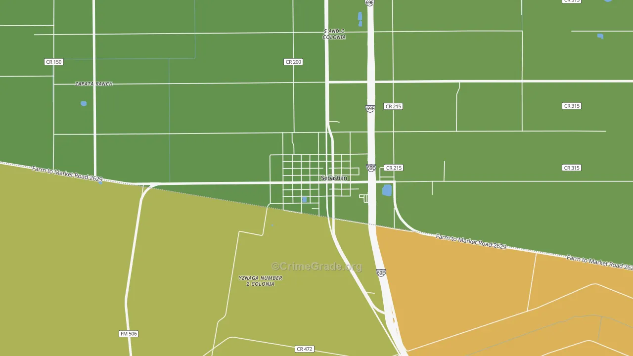 78594, TX Map of Drug-Related Crime Rates