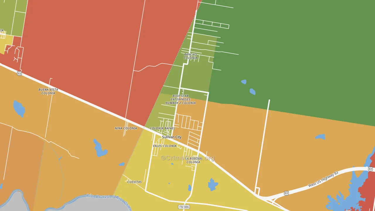 78595, TX Map of Drug-Related Crime Rates