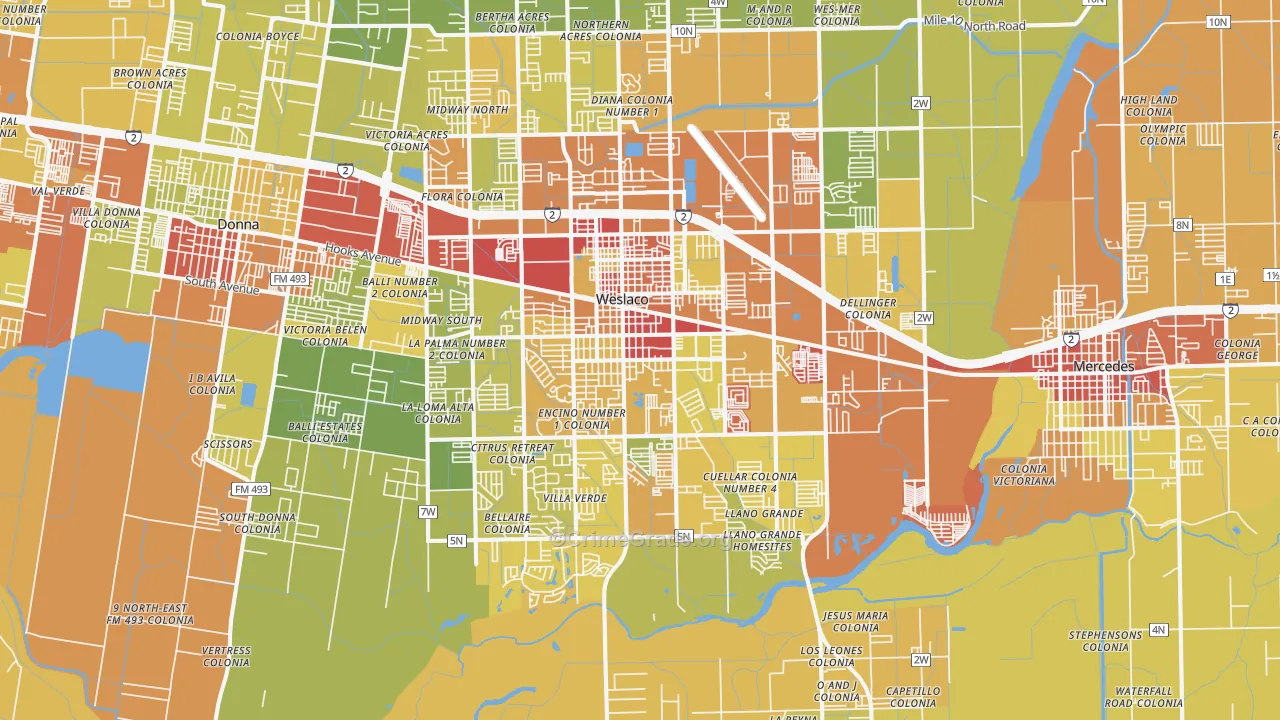 78596, TX Map of Drug-Related Crime Rates