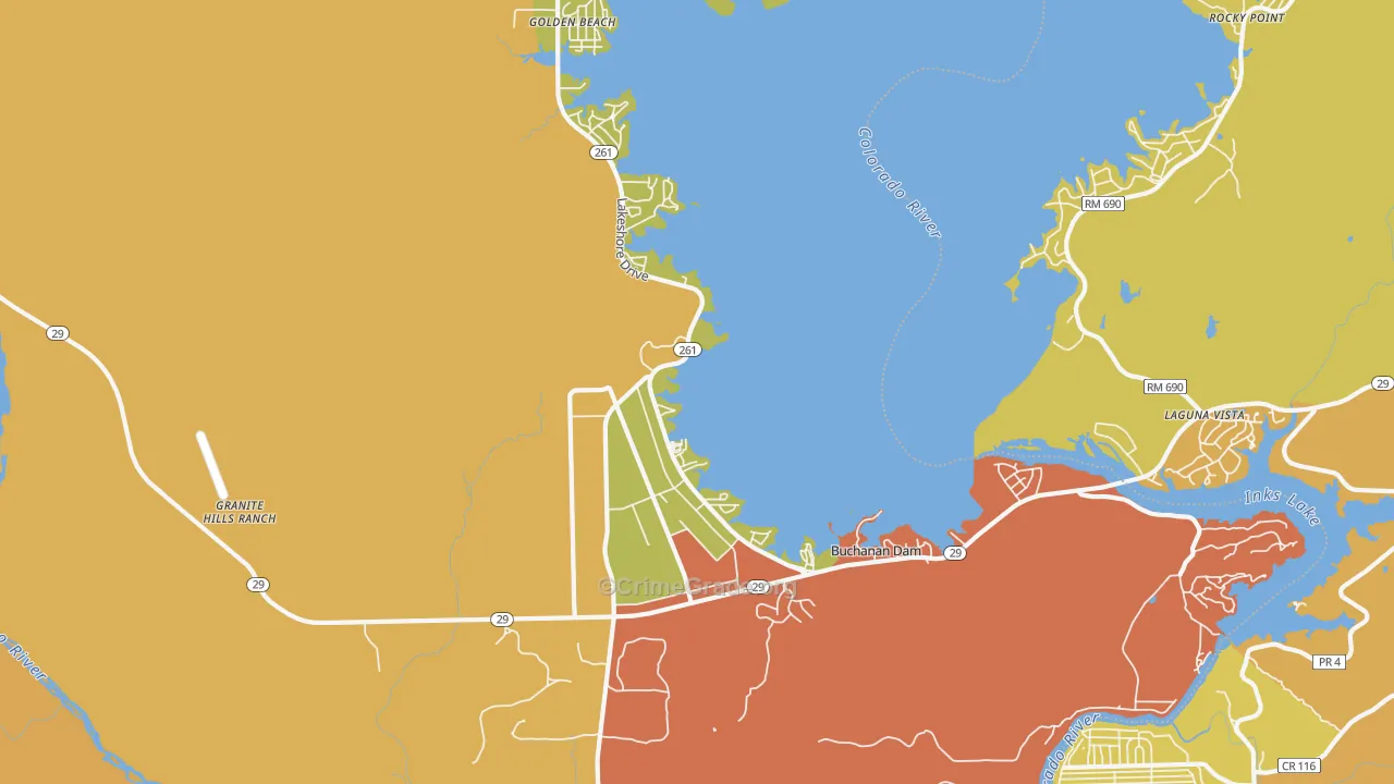 78609, TX Map of Drug-Related Crime Rates