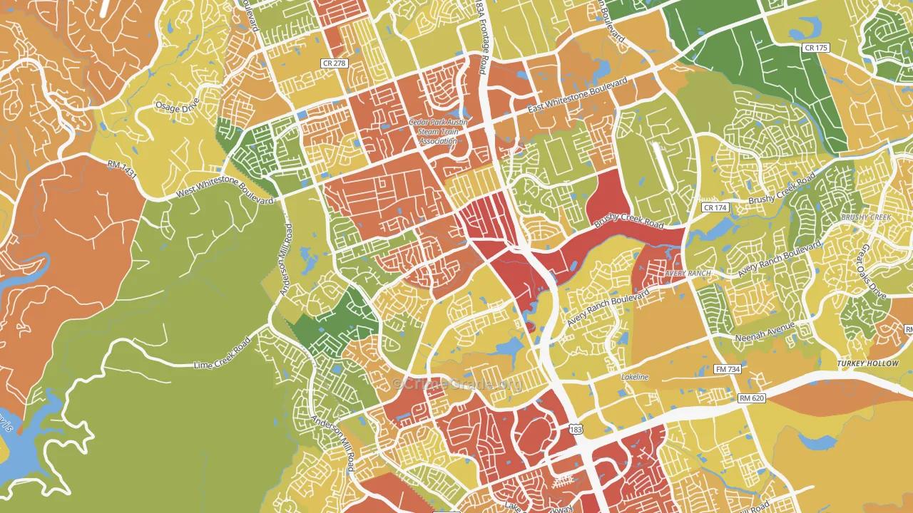 78613, TX Map of Drug-Related Crime Rates