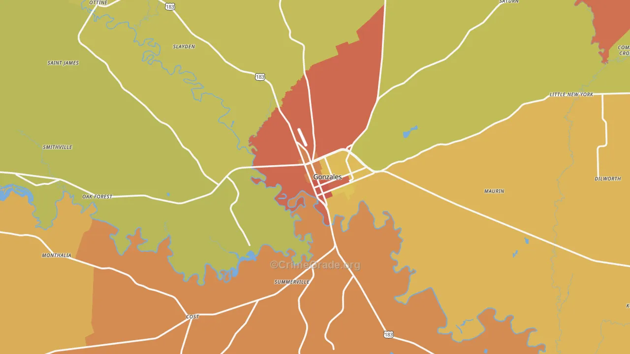 78629, TX Map of Drug-Related Crime Rates