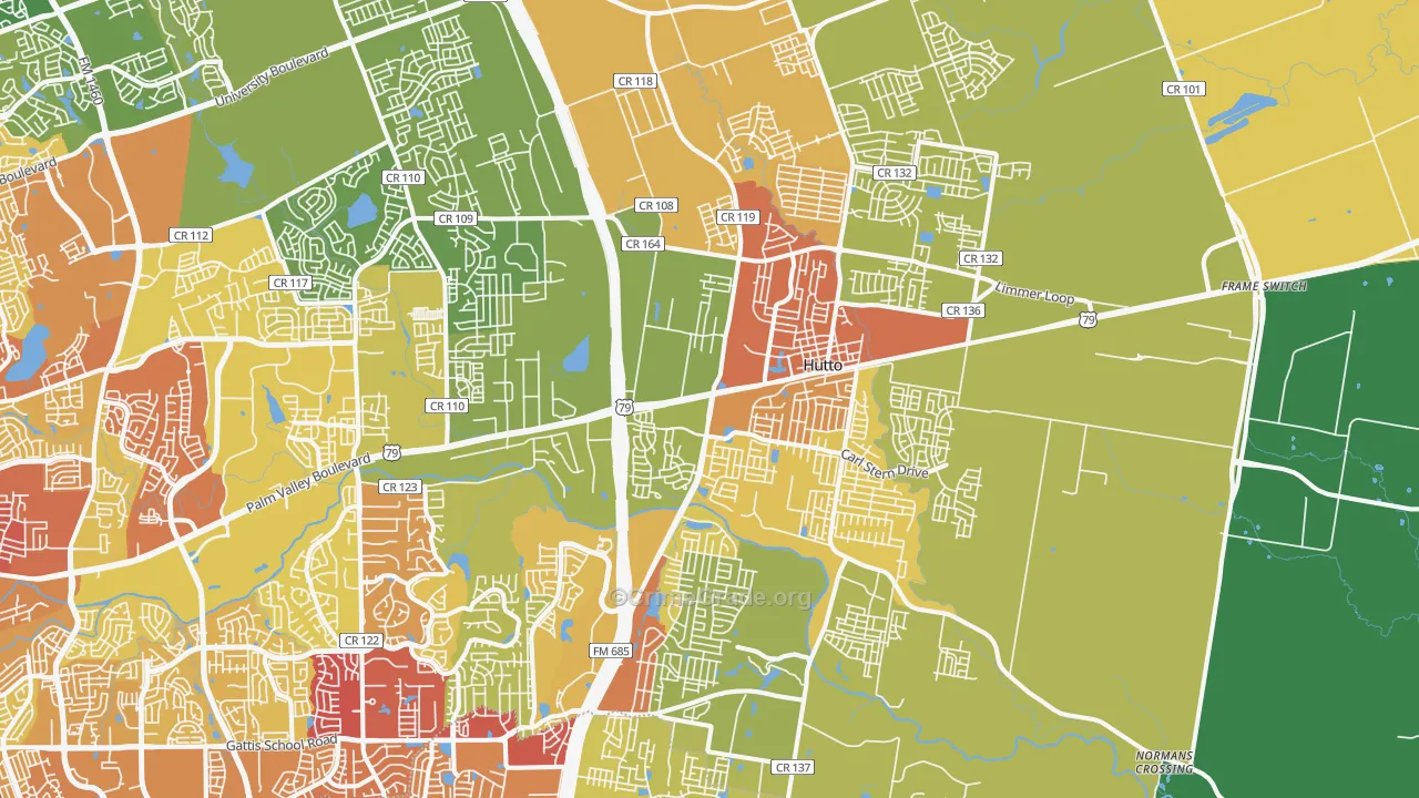 78634, TX Map of Drug-Related Crime Rates