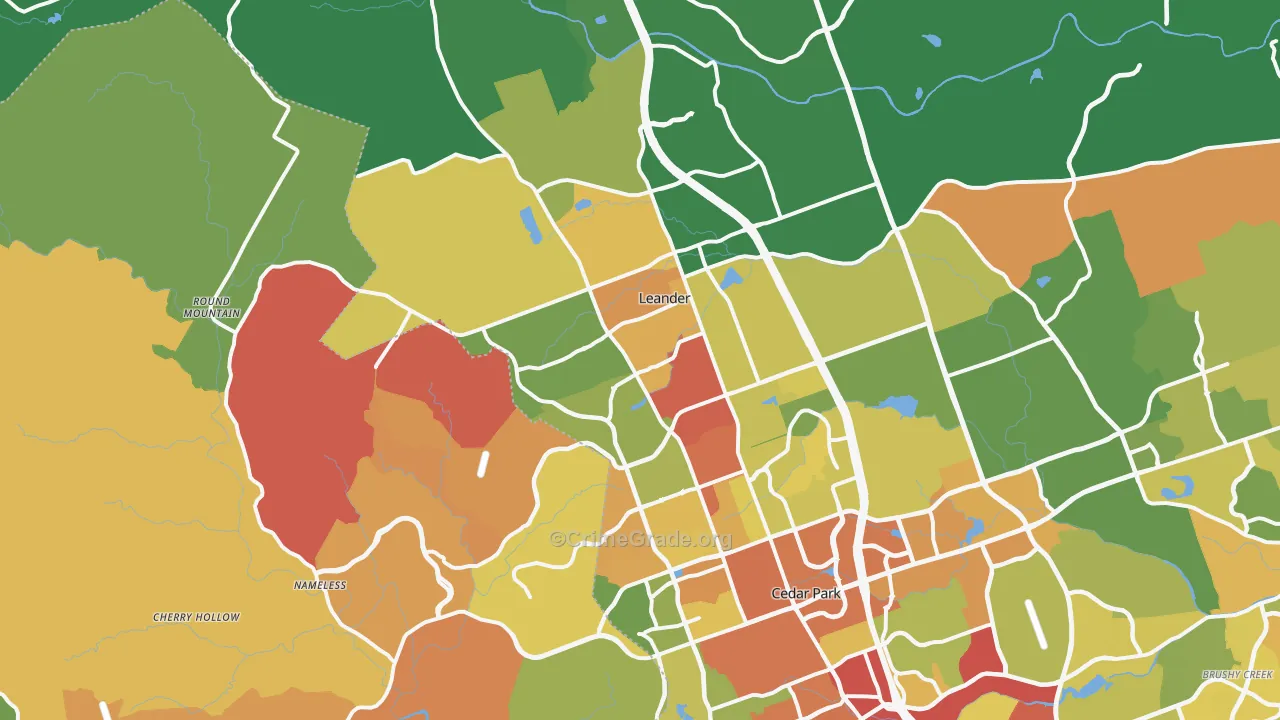 78641, TX Map of Drug-Related Crime Rates