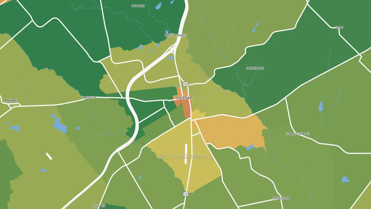 78644, TX Map of Drug-Related Crime Rates