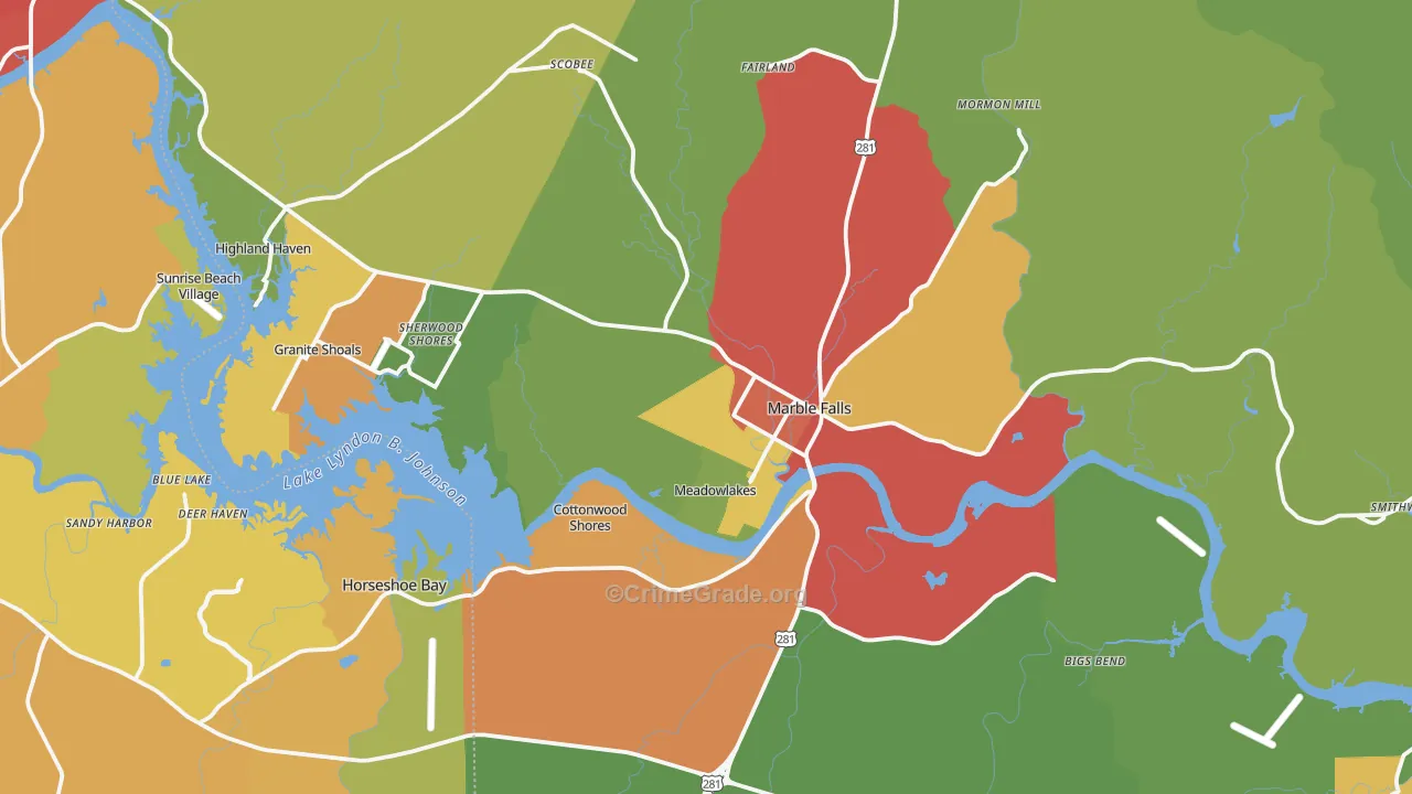 78654, TX Map of Drug-Related Crime Rates