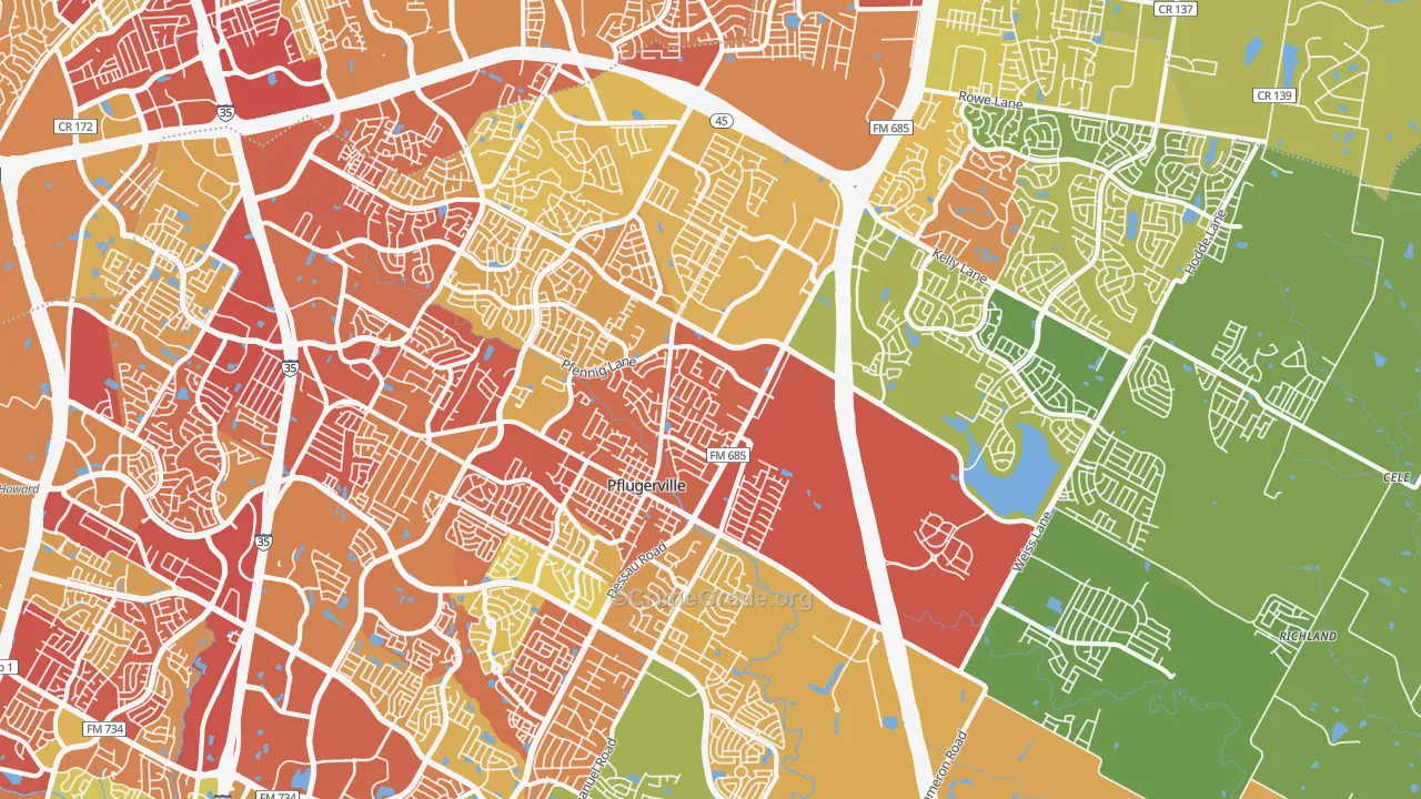 78660, TX Map of Drug-Related Crime Rates