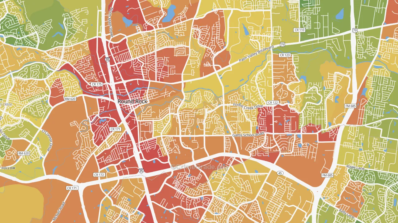78664, TX Map of Drug-Related Crime Rates
