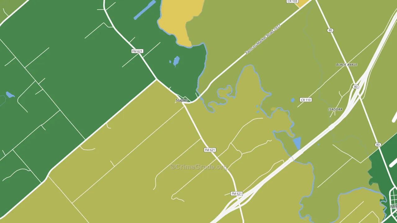 78670, TX Map of Drug-Related Crime Rates