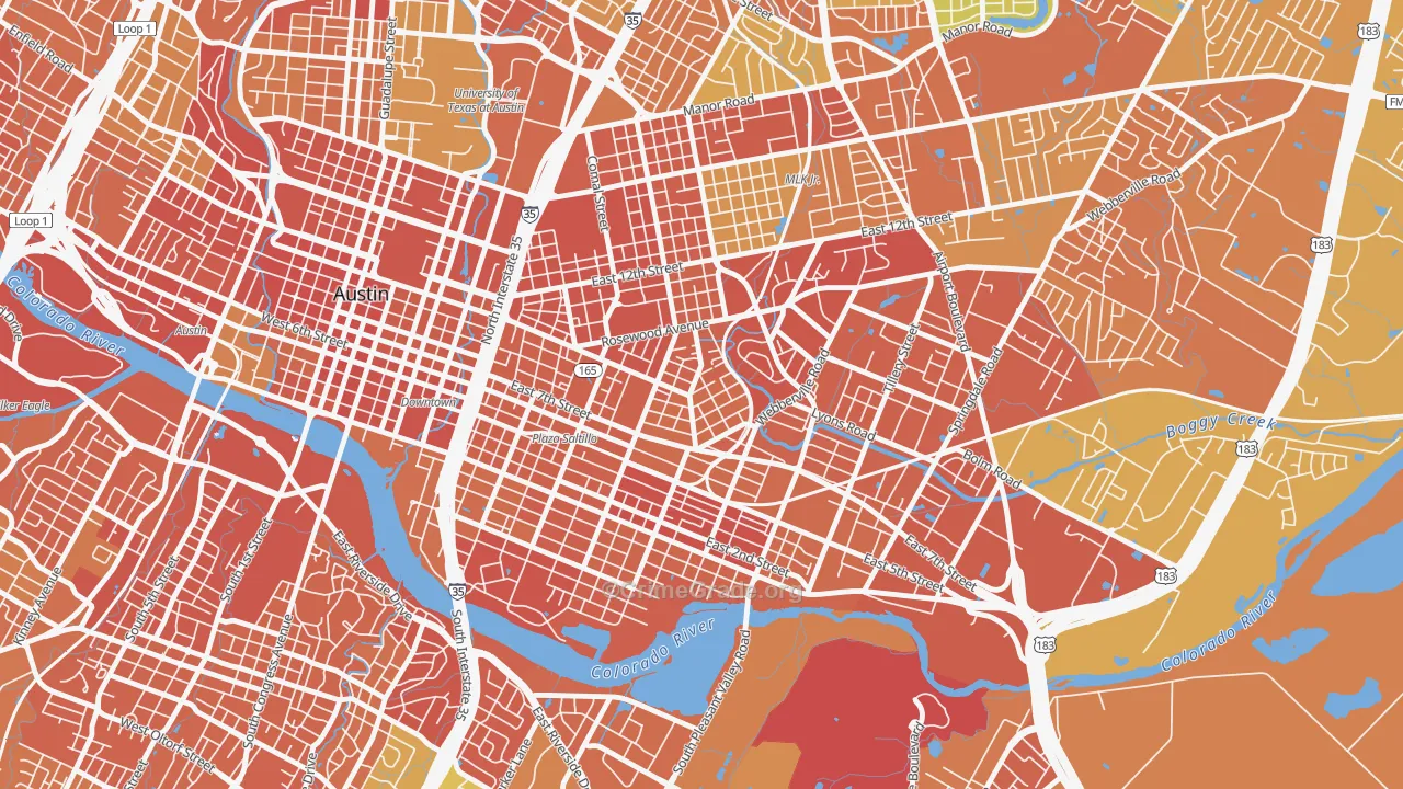 78702, TX Map of Drug-Related Crime Rates