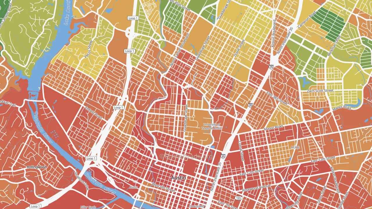 78705, TX Map of Drug-Related Crime Rates
