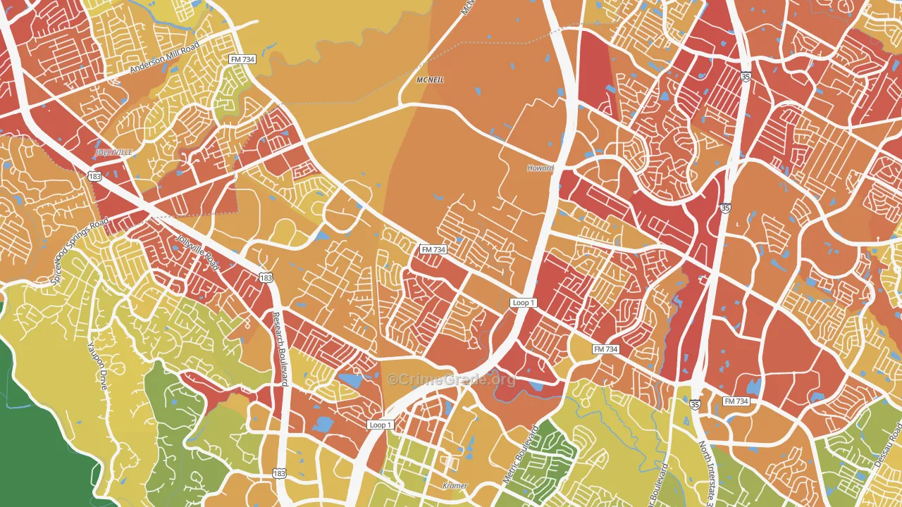 78727, TX Map of Drug-Related Crime Rates
