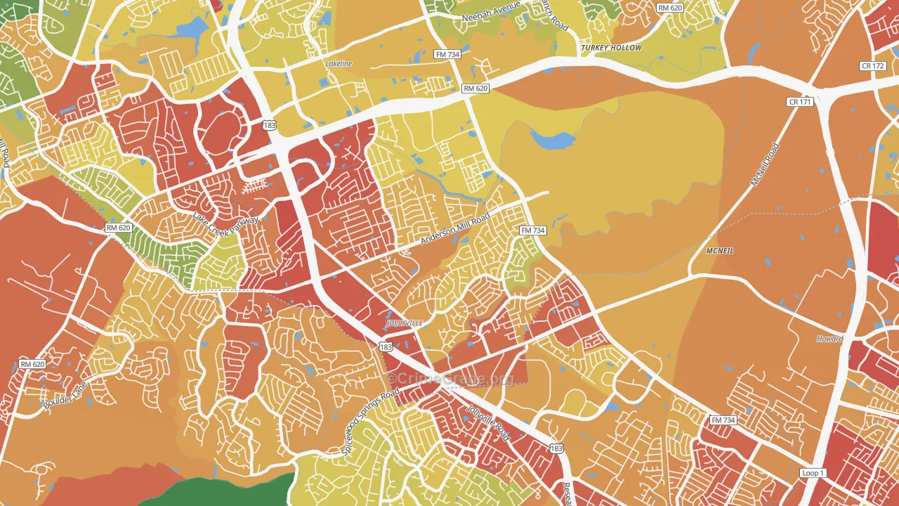 78729, TX Map of Drug-Related Crime Rates