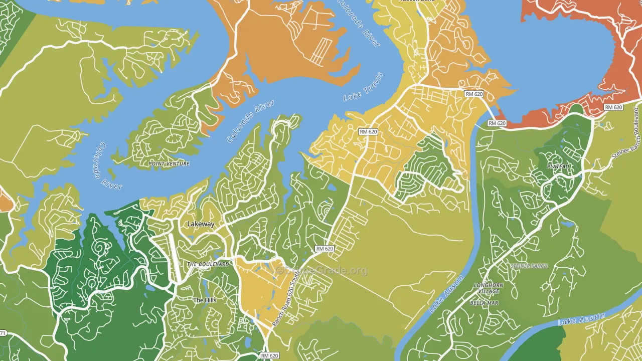78734, TX Map of Drug-Related Crime Rates