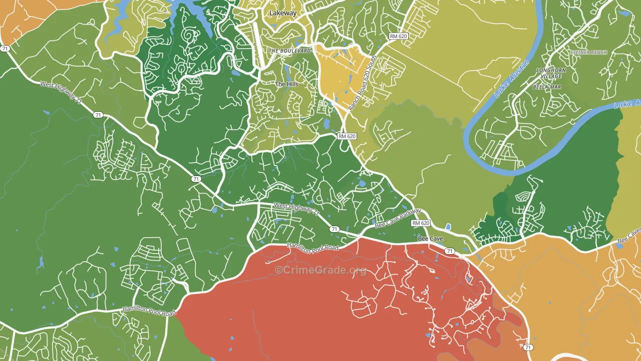 78738, TX Map of Drug-Related Crime Rates