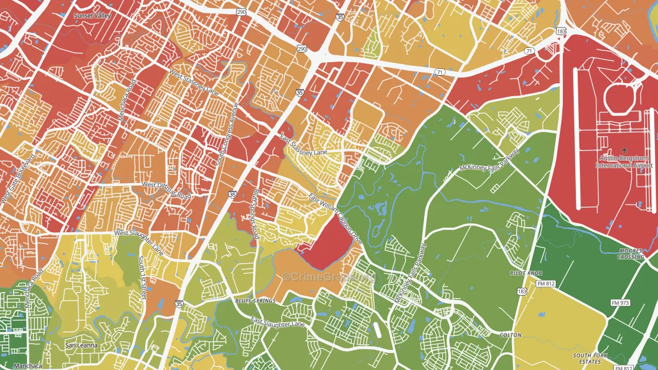 78744, TX Map of Drug-Related Crime Rates
