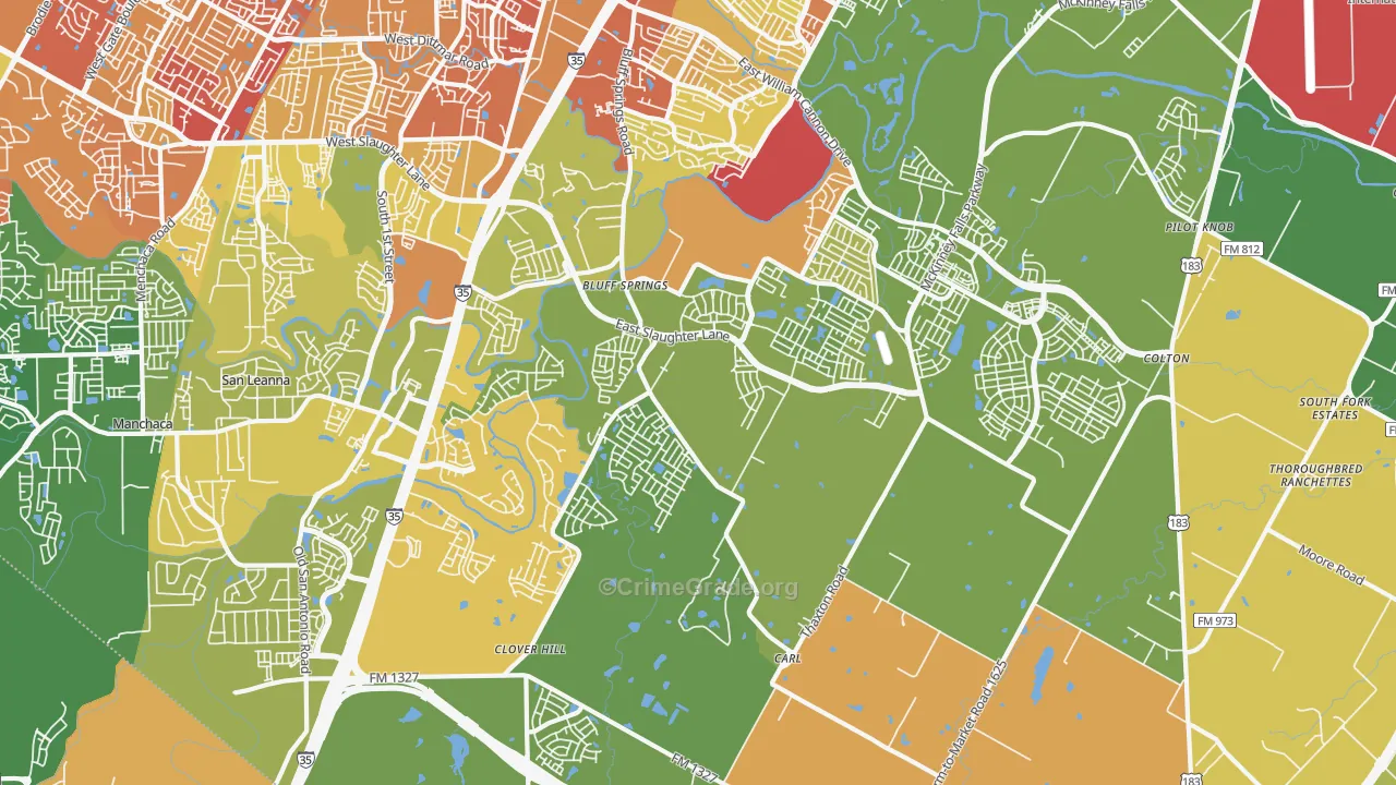 78747, TX Map of Drug-Related Crime Rates