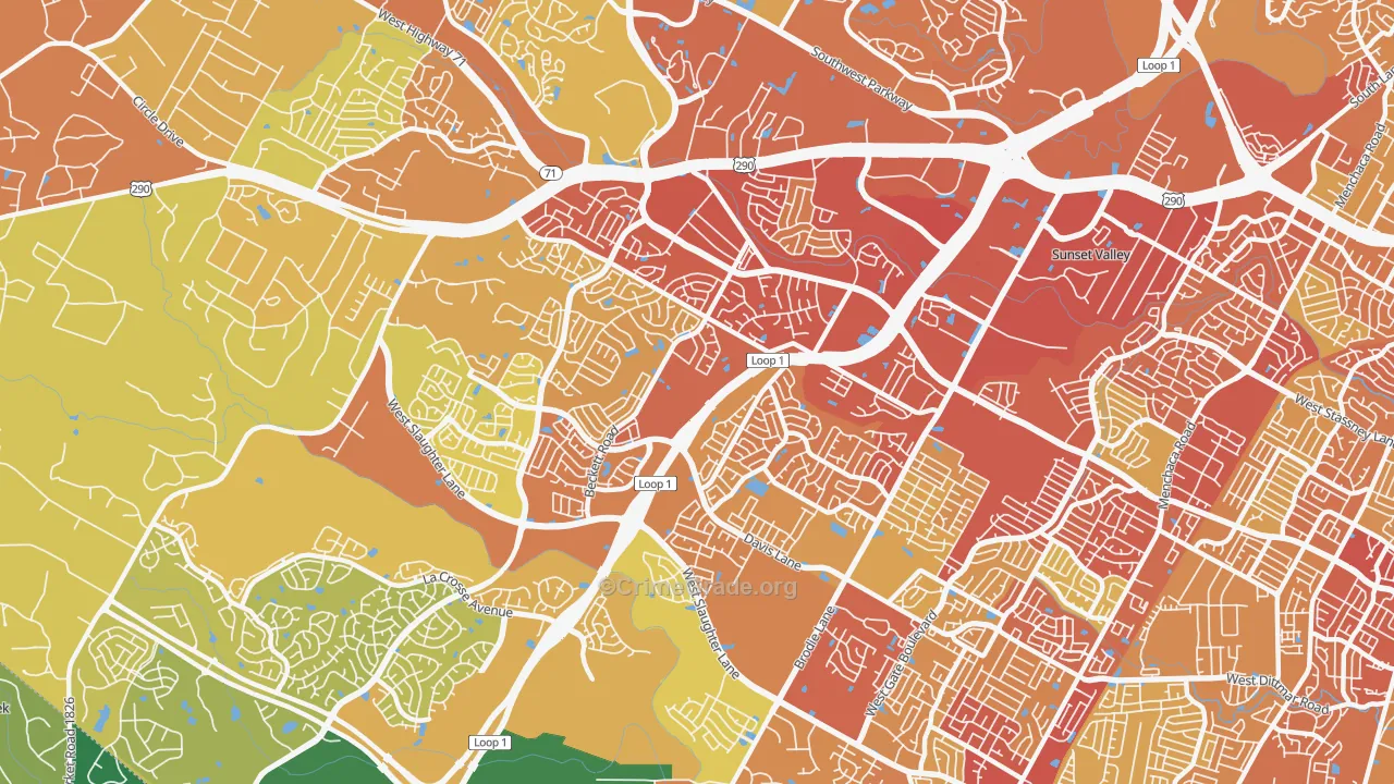 78749, TX Map of Drug-Related Crime Rates
