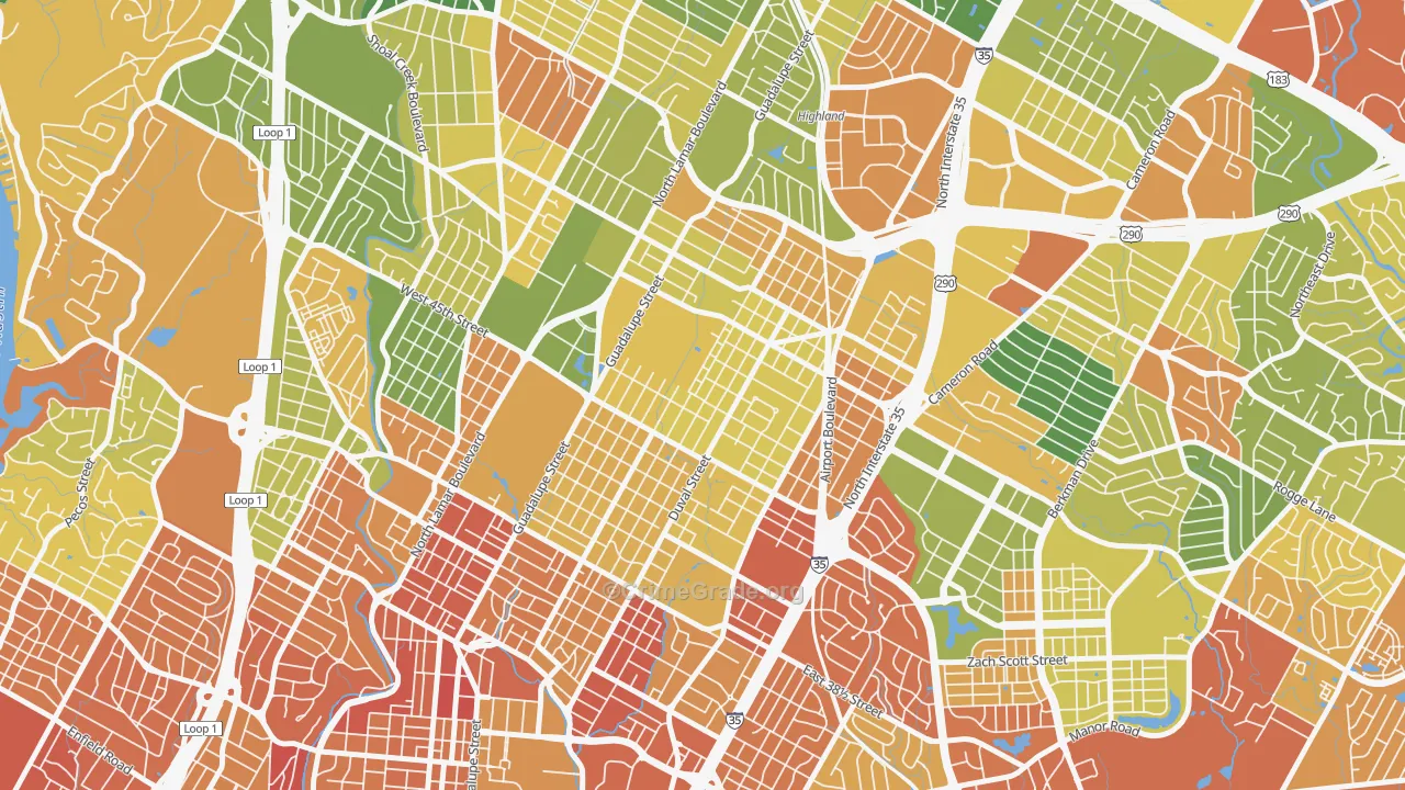 78751, TX Map of Drug-Related Crime Rates