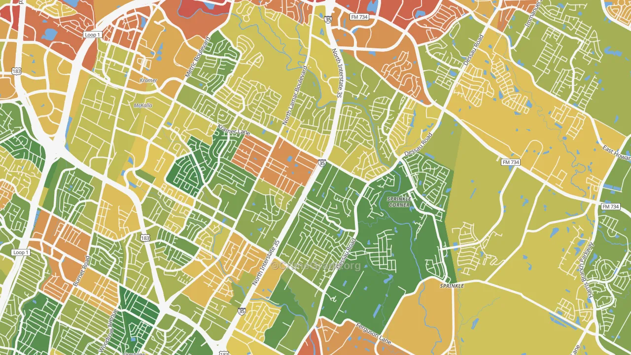 78753, TX Map of Drug-Related Crime Rates