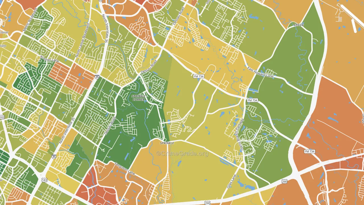 78754, TX Map of Drug-Related Crime Rates
