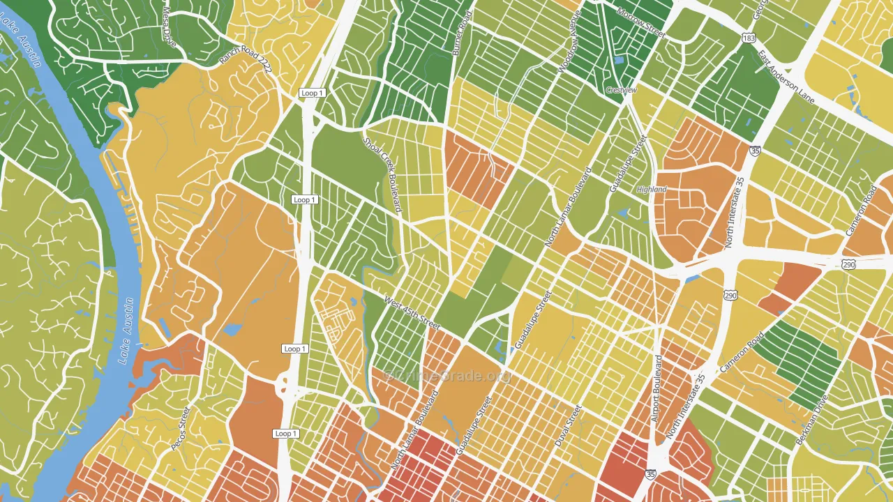 78756, TX Map of Drug-Related Crime Rates