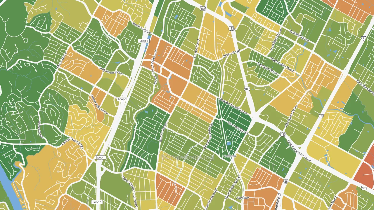 78757, TX Map of Drug-Related Crime Rates
